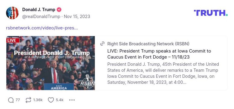 Post image from Donald Trump