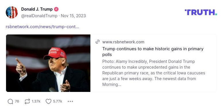 Post image from Donald Trump