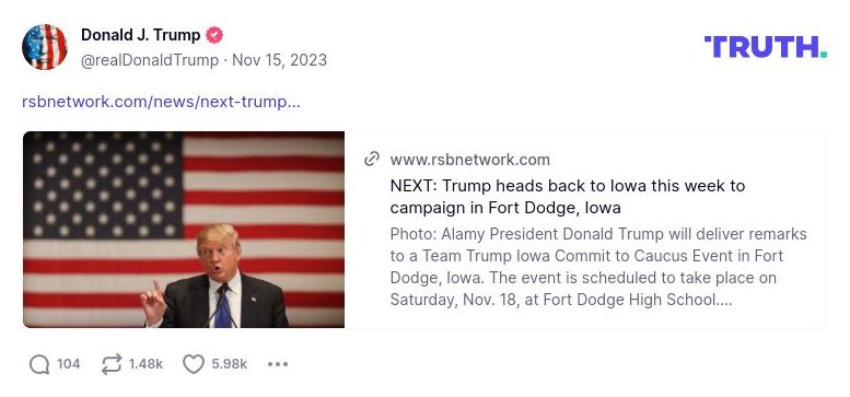 Post image from Donald Trump