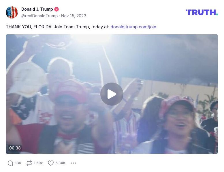 Post image from Donald Trump