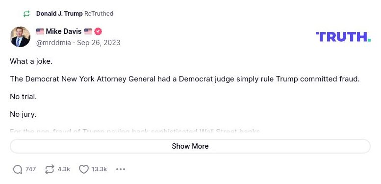 Post image from Donald Trump