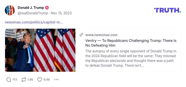 Post image from Donald Trump