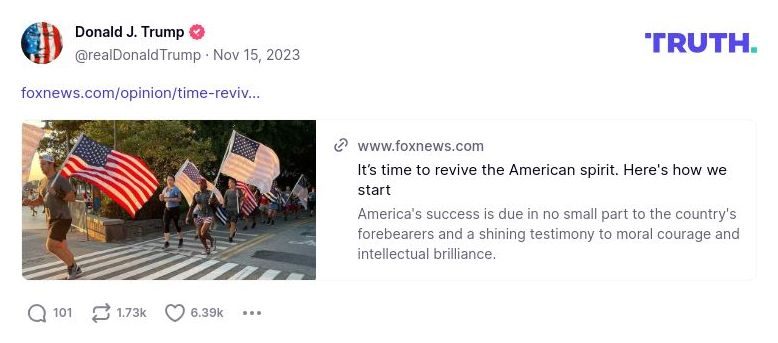 Post image from Donald Trump