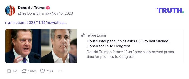 Post image from Donald Trump