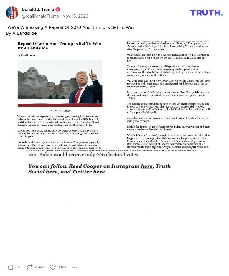 Post image from Donald Trump