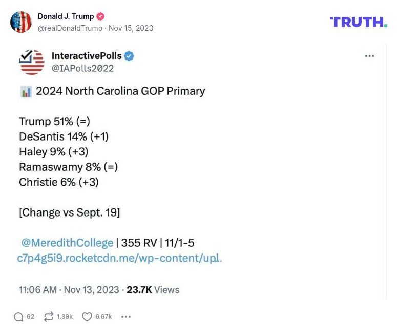 Post image from Donald Trump