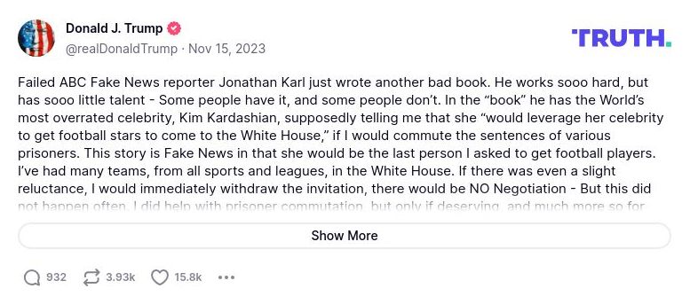 Post image from Donald Trump