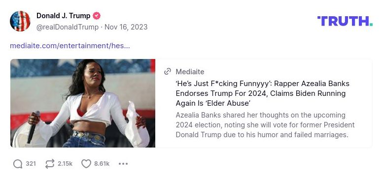 Post image from Donald Trump