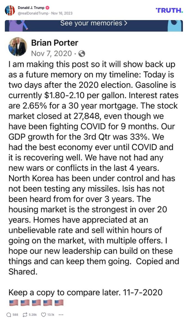 Post image from Donald Trump