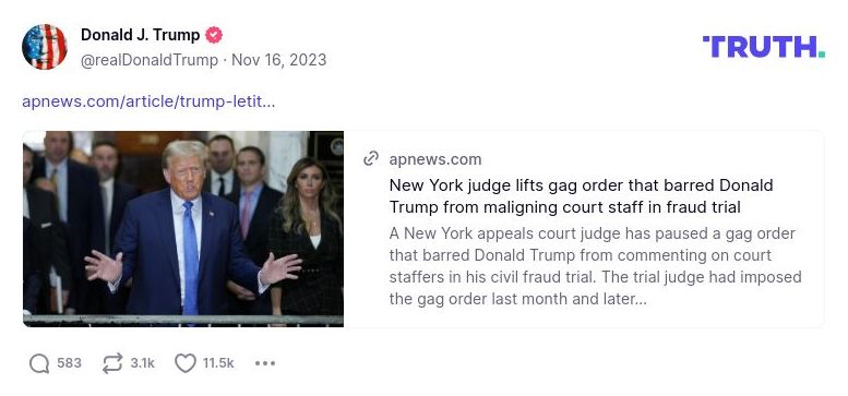 Post image from Donald Trump