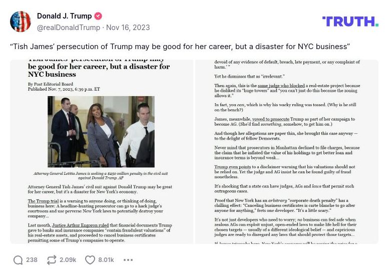 Post image from Donald Trump