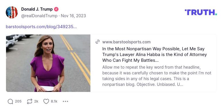 Post image from Donald Trump