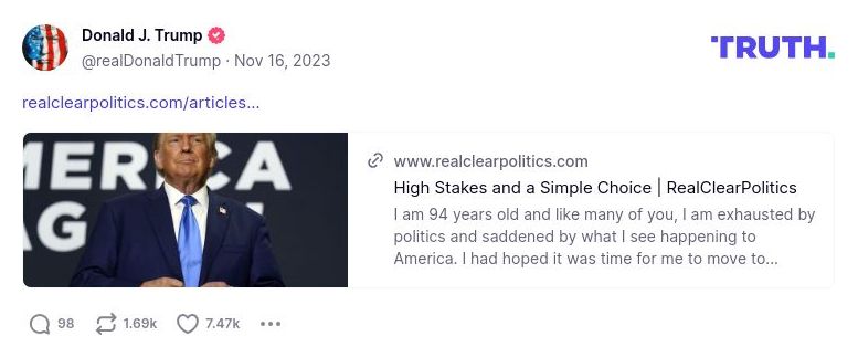 Post image from Donald Trump