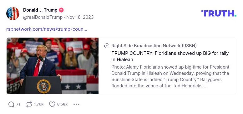 Post image from Donald Trump