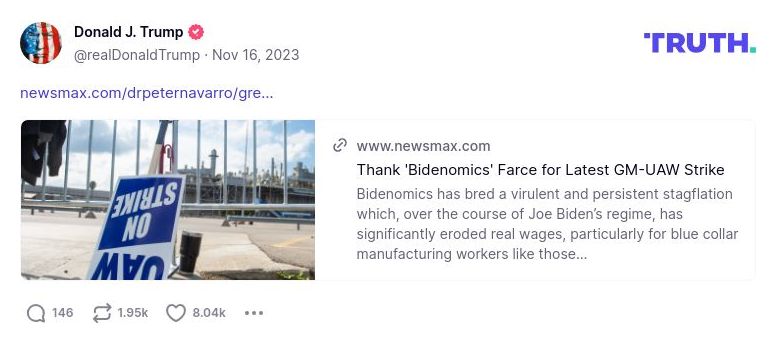 Post image from Donald Trump