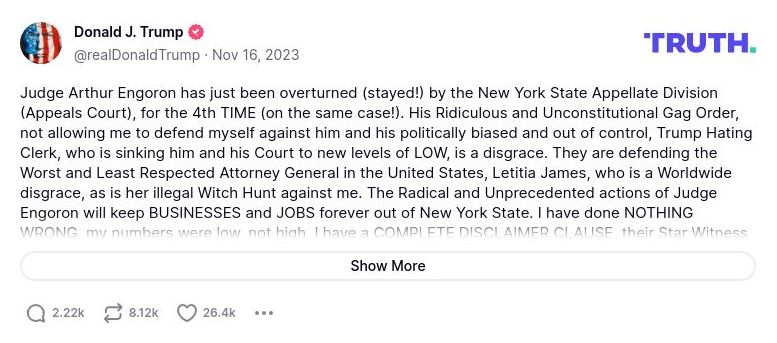 Post image from Donald Trump