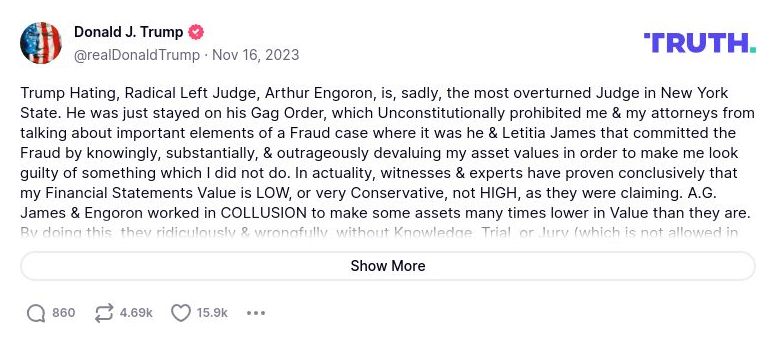 Post image from Donald Trump