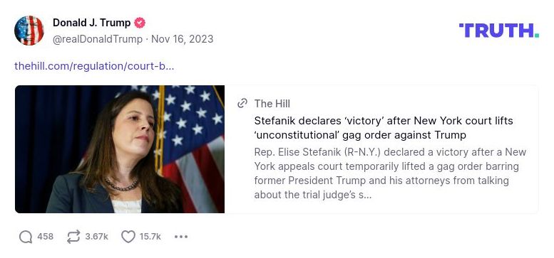 Post image from Donald Trump