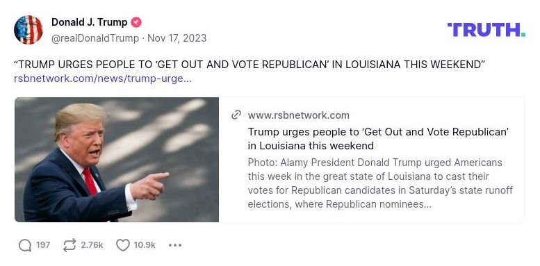 Post image from Donald Trump