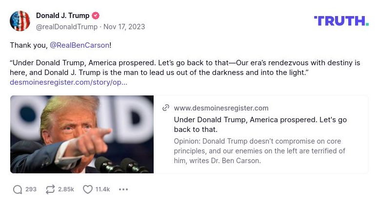 Post image from Donald Trump