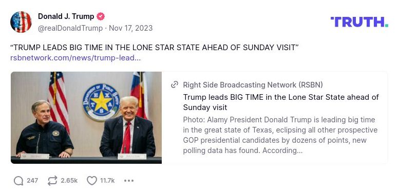 Post image from Donald Trump