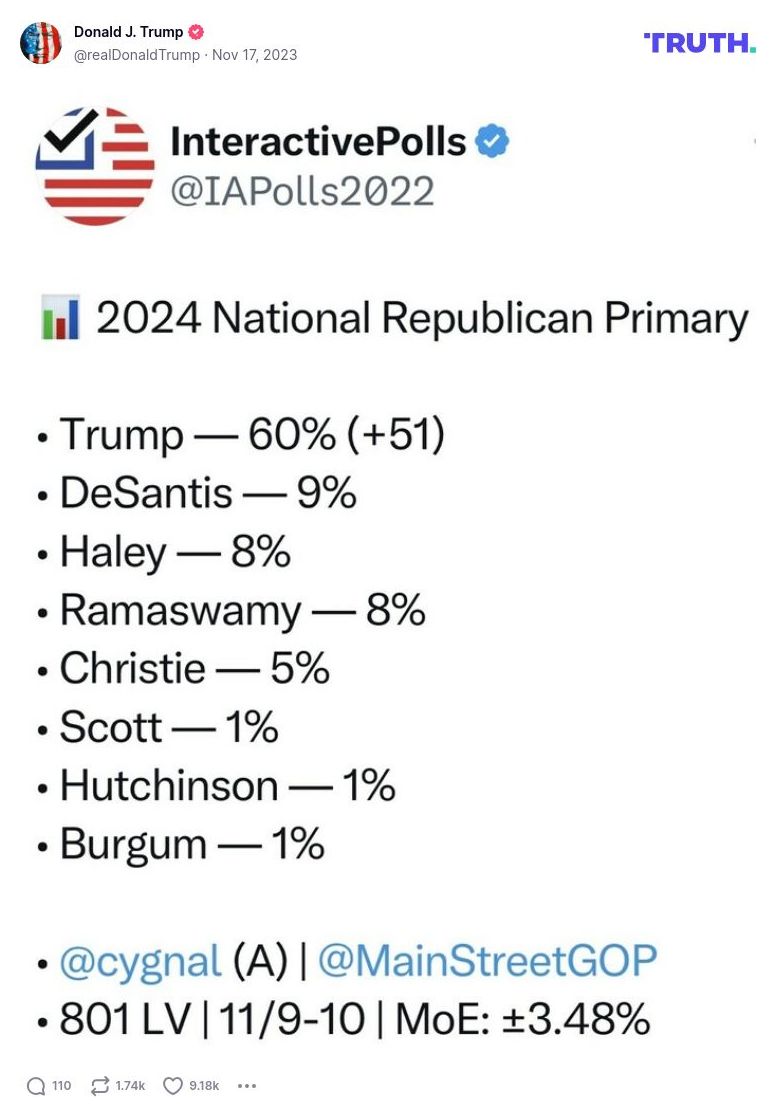 Post image from Donald Trump