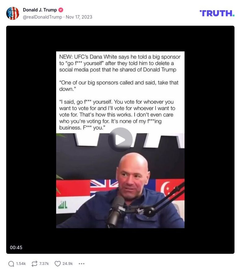 Post image from Donald Trump