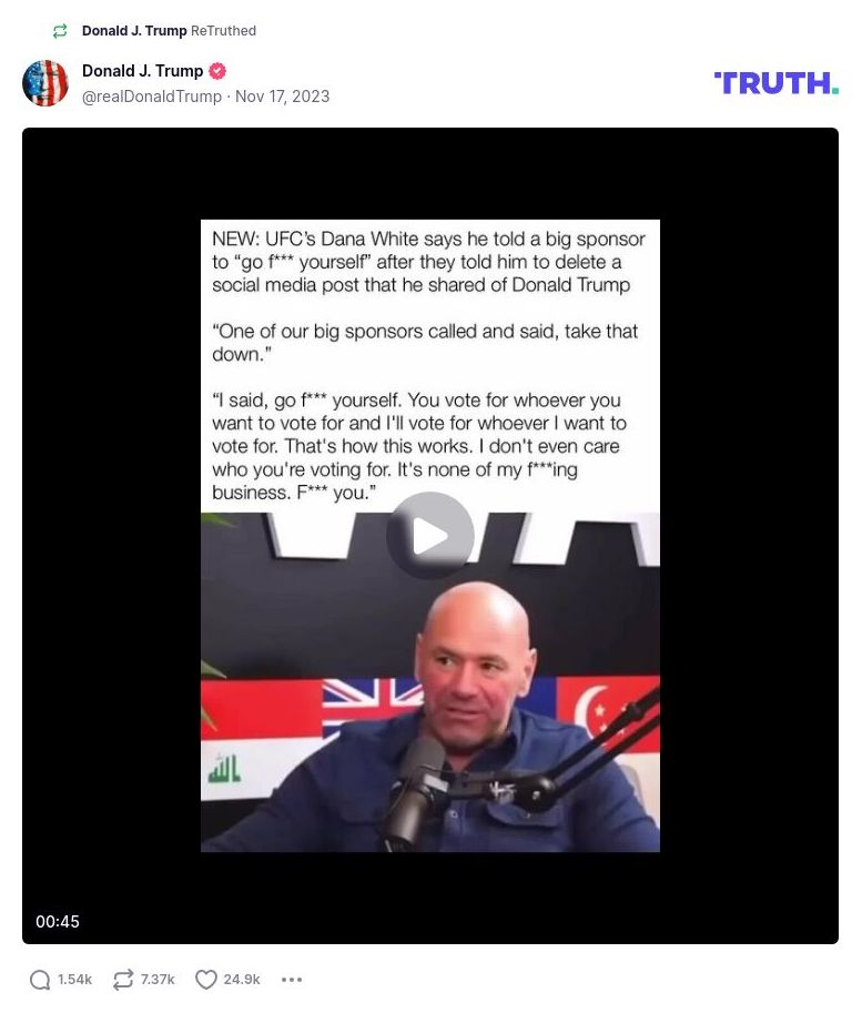 Post image from Donald Trump