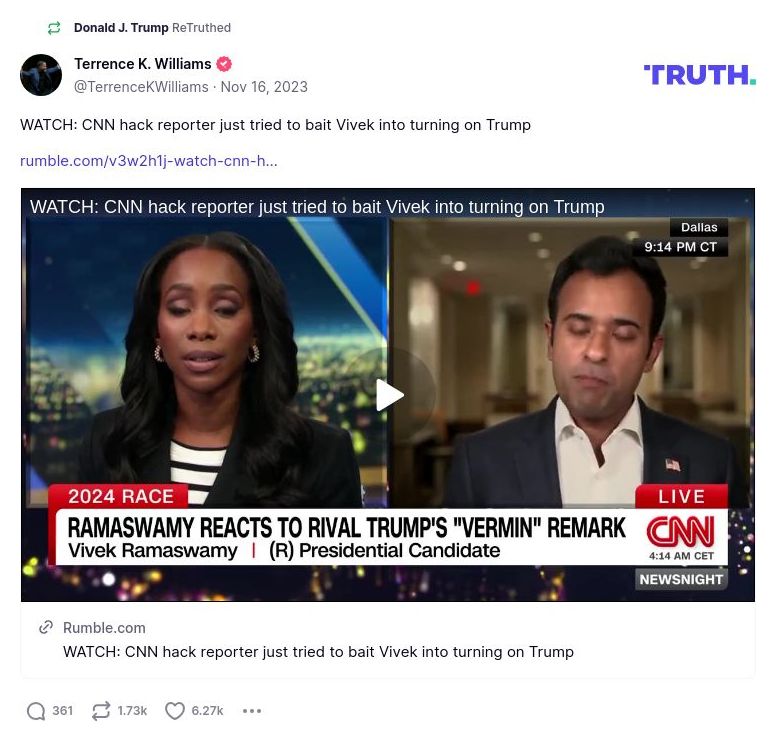 Post preview from Donald Trump