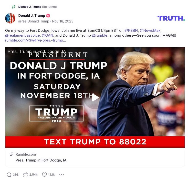 Post image from Donald Trump