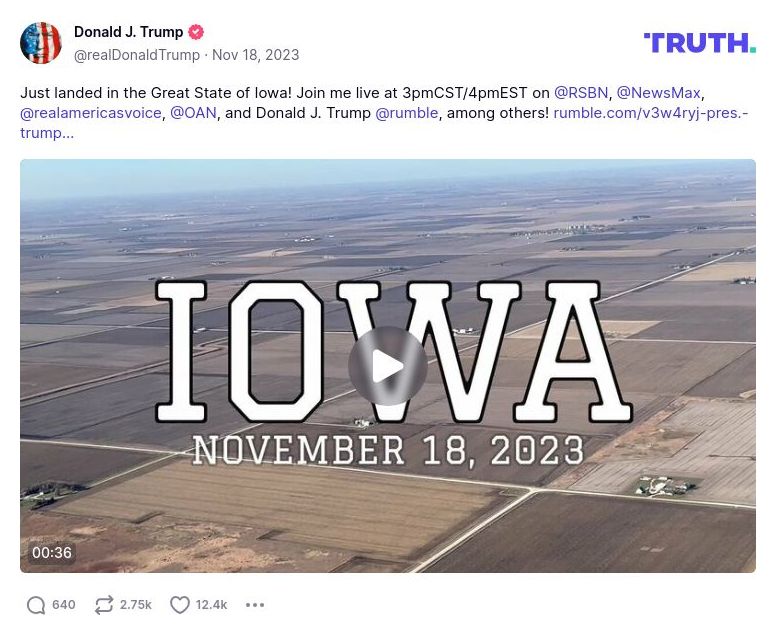 Post image from Donald Trump