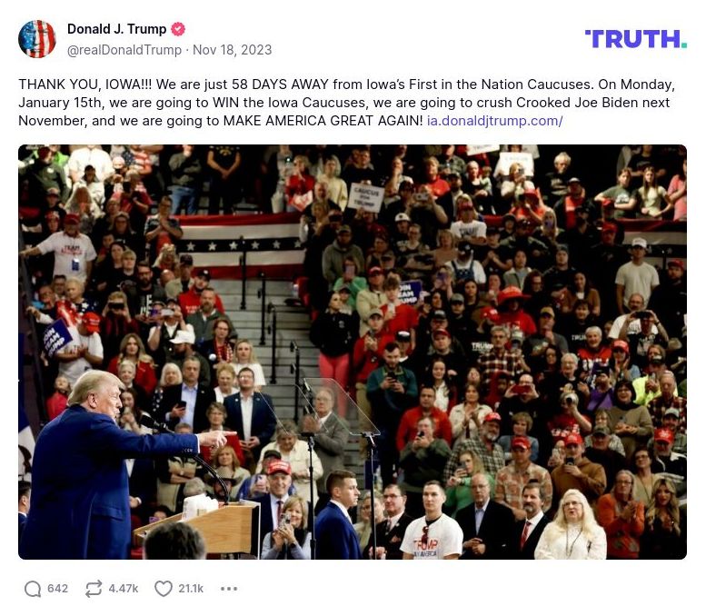 Post image from Donald Trump