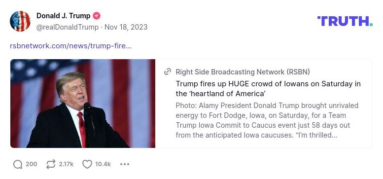 Post image from Donald Trump