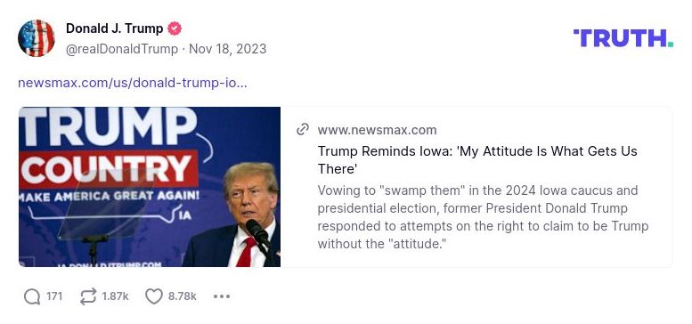 Post image from Donald Trump