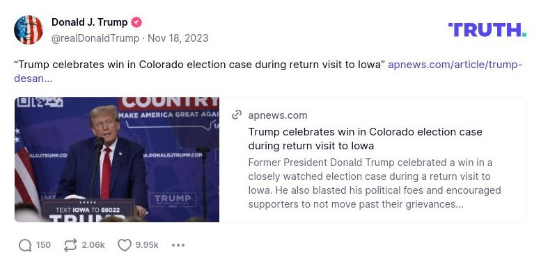 Post image from Donald Trump