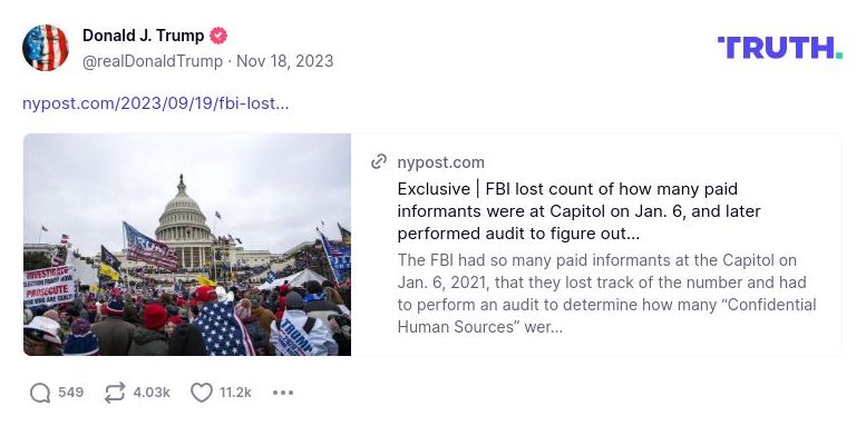 Post image from Donald Trump