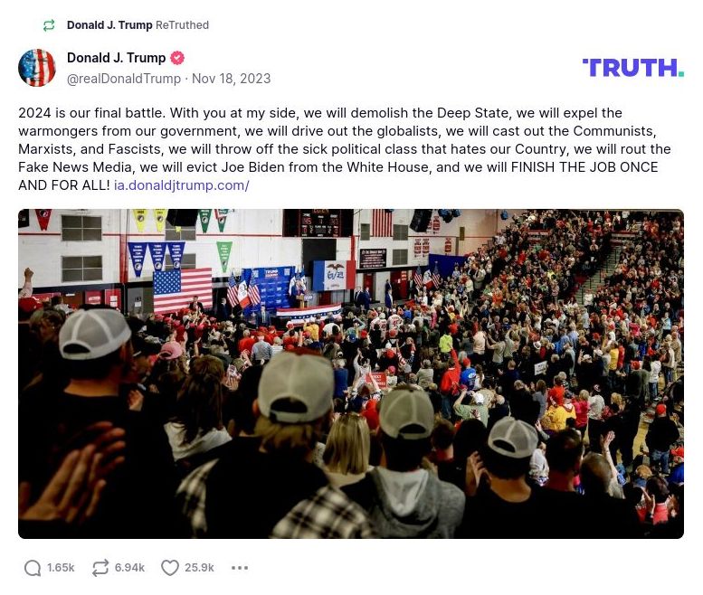 Post image from Donald Trump