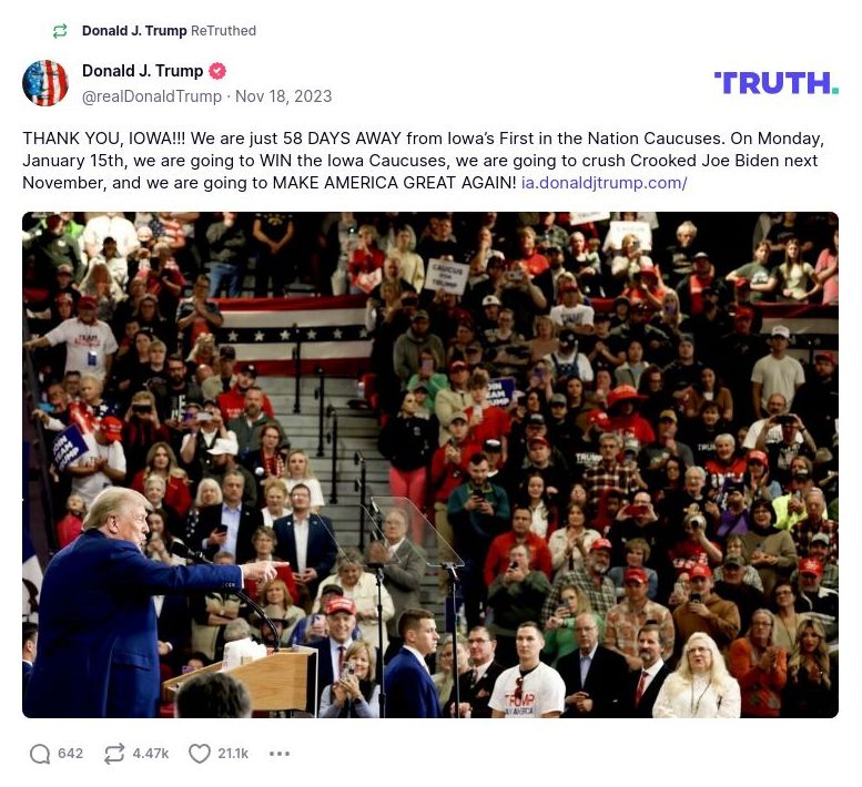 Post image from Donald Trump