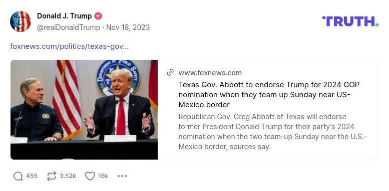 Post image from Donald Trump