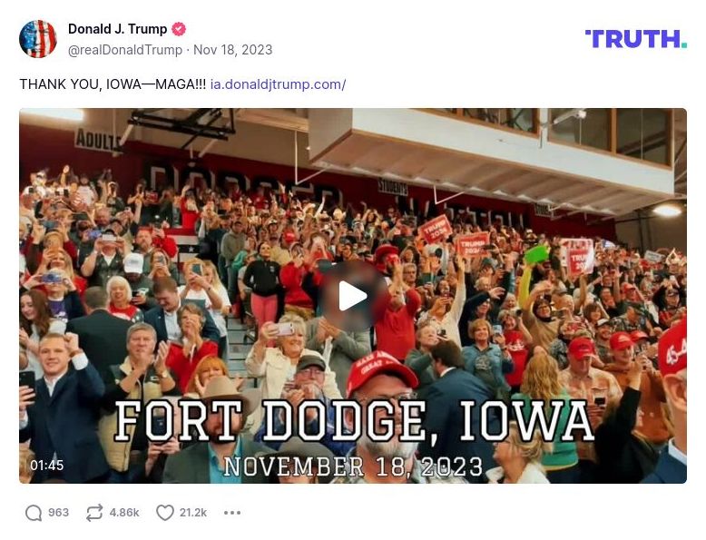 Post image from Donald Trump