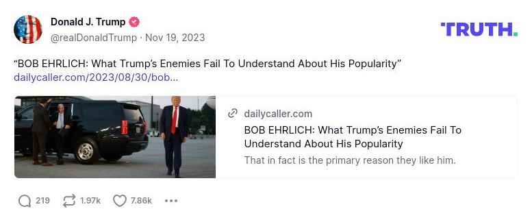 Post image from Donald Trump