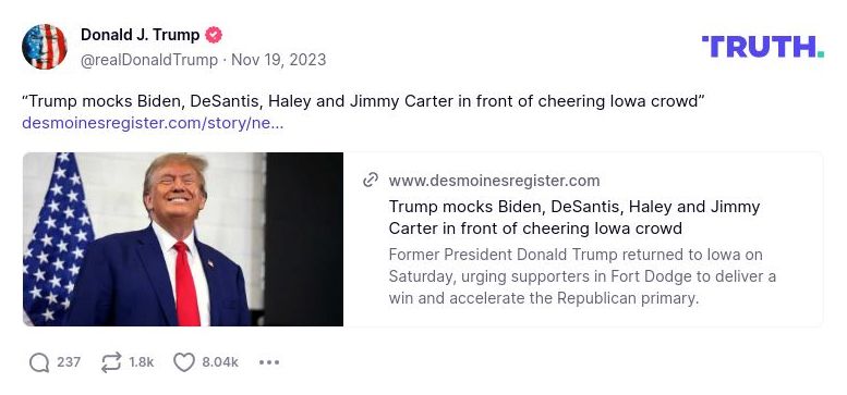 Post image from Donald Trump