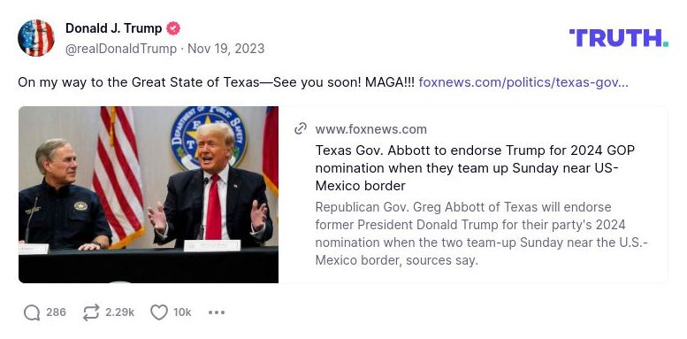 Post image from Donald Trump