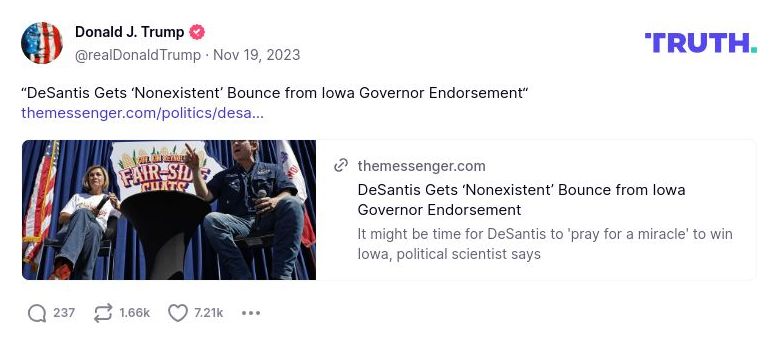 Post image from Donald Trump