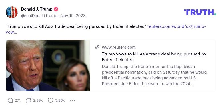 Post image from Donald Trump