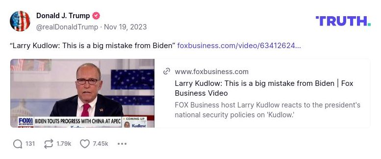 Post image from Donald Trump