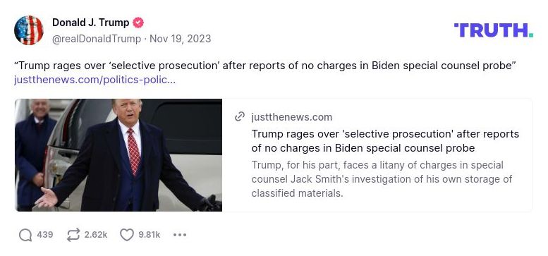 Post image from Donald Trump