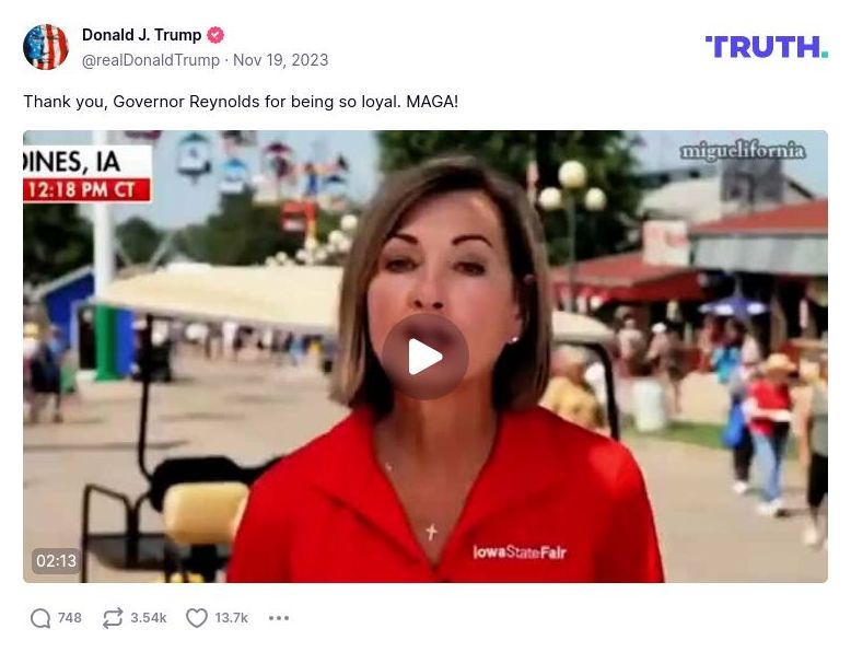 Post image from Donald Trump