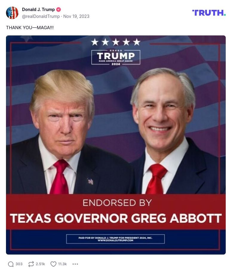 Post image from Donald Trump