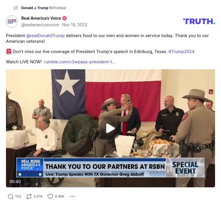 Post image from Donald Trump